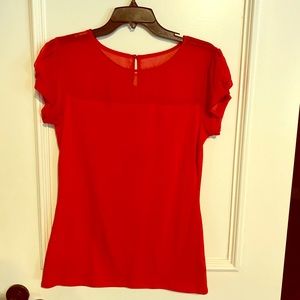 NWT Express Red Fitted Sheer Top Blouse